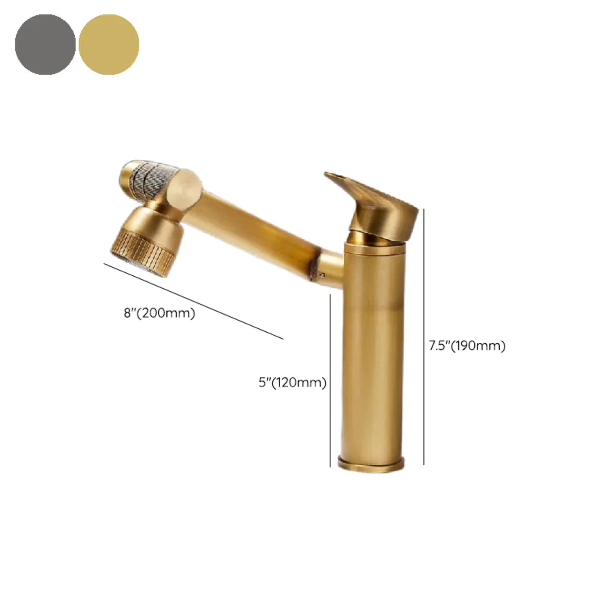 Copper High Arc Swivel Spout Gold Bathroom Sink Faucet 