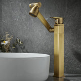 Copper High Arc Swivel Spout Gold Bathroom Sink Faucet Image - 2