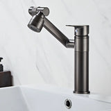 Copper High Arc Swivel Spout Gold Bathroom Sink Faucet Image - 3