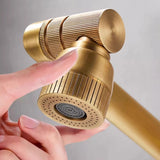 Copper High Arc Swivel Spout Gold Bathroom Sink Faucet Image - 6