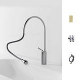 Copper High Arc Tall Touch Bathroom Sink Faucet with Handle Image - 22