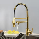 Copper Spring Neck Swivel Spout Kitchen Faucets Image - 5