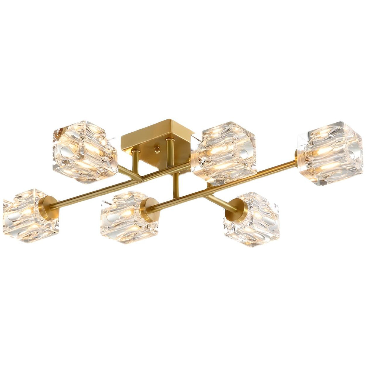 Coppery Cube Crystal Semi-Flush Mount Light 7-Light Image - 10