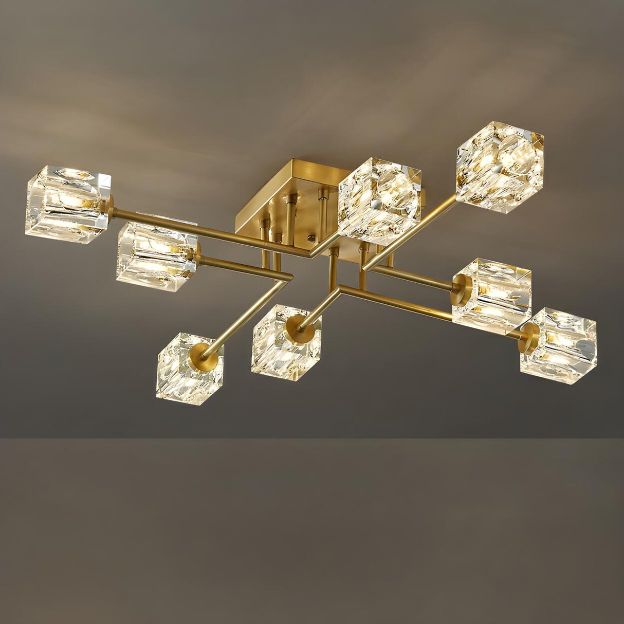 Coppery Cube Crystal Semi-Flush Mount Light 7-Light Image - 11