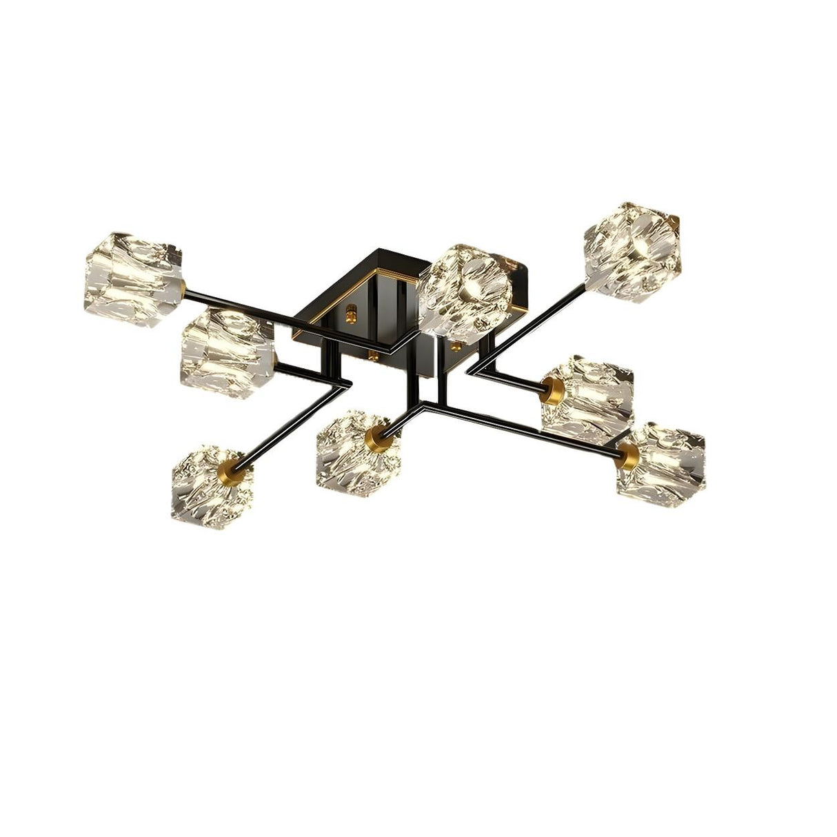 Coppery Cube Crystal Semi-Flush Mount Light 7-Light Image - 16