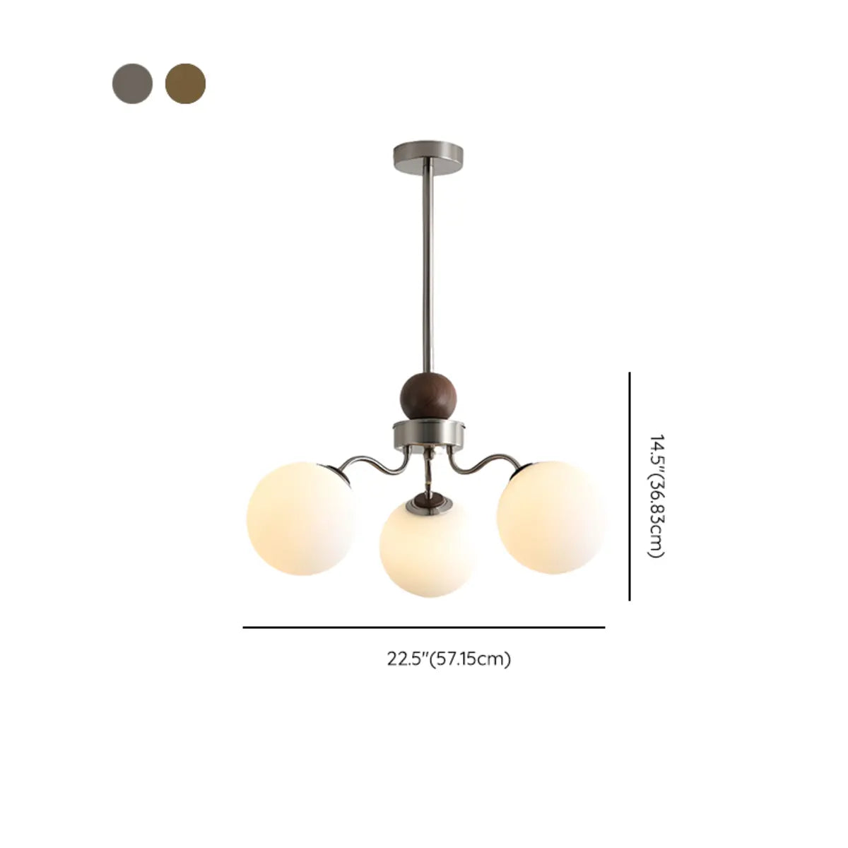 Coppery Curve Arm Living Room White Glass Ball Chandelier 