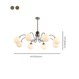 Coppery Curve Arm Living Room White Glass Ball Chandelier Image - 16