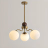 Coppery Curve Arm Living Room White Glass Ball Chandelier Image - 7