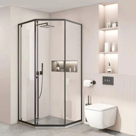 Corner Frameless Glass Hinges Shower Door with Handle Image - 2