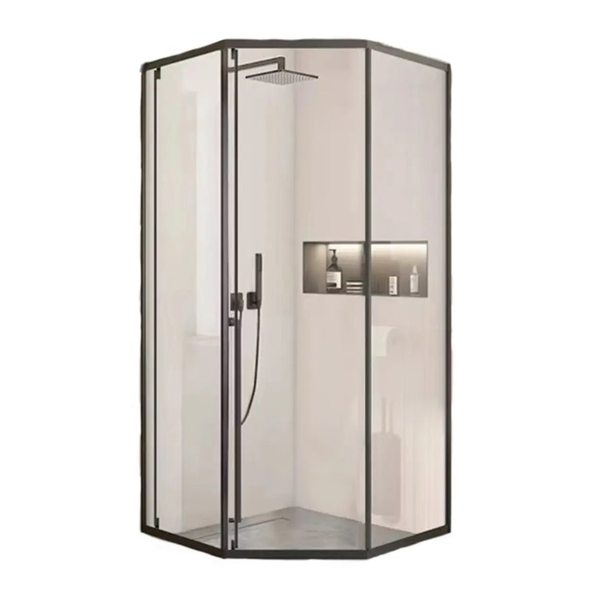 Corner Frameless Glass Hinges Shower Door with Handle Image - 6