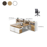 Corner Oak L-Shaped Storage Computer Desk Set with Chairs Image - 21