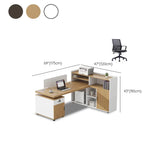 Corner Oak L-Shaped Storage Computer Desk Set with Chairs Image - 22