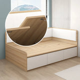 Corner Wood Natural Finish Storage Bed with Headboard Image - 7