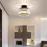 Corridor Black Cube Crystal Semi-Flush Mount Light Image - 4