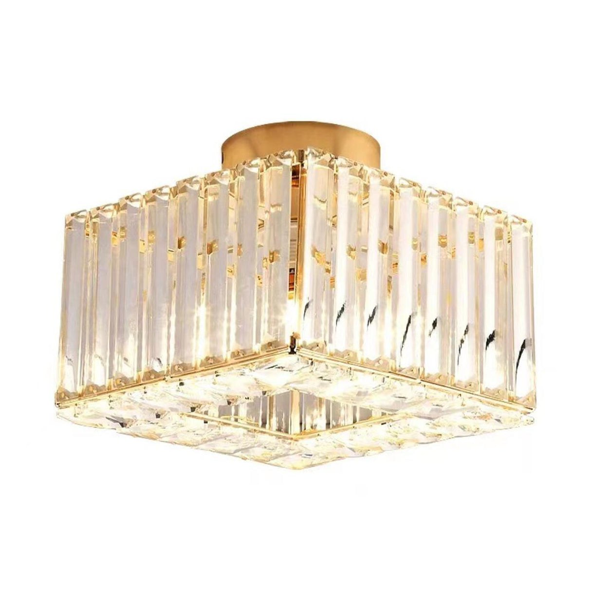 Corridor Black Cube Crystal Semi-Flush Mount Light Image - 5