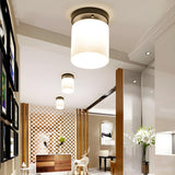 Corridor Black Cylinder Glass Flush Mount Ceiling Light Image - 1