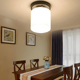 Corridor Black Cylinder Glass Flush Mount Ceiling Light Image - 11