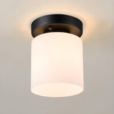 Corridor Black Cylinder Glass Flush Mount Ceiling Light Image - 2