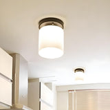 Corridor Black Cylinder Glass Flush Mount Ceiling Light Image - 4