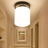 Corridor Black Cylinder Glass Flush Mount Ceiling Light Image - 5