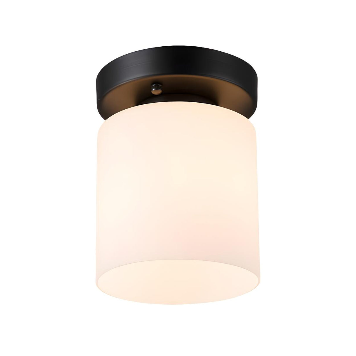 Corridor Black Cylinder Glass Flush Mount Ceiling Light Image - 6