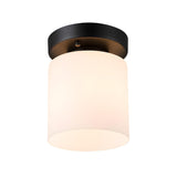 Corridor Black Cylinder Glass Flush Mount Ceiling Light Image - 6