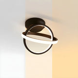 Corridor Black Dual Ring LED Semi-Flush Mount Light Image - 12