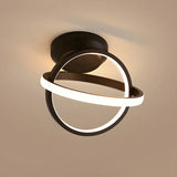 Corridor Black Dual Ring LED Semi-Flush Mount Light Image - 2