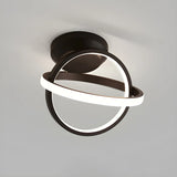 Corridor Black Dual Ring LED Semi-Flush Mount Light Image - 3