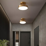 Corridor Brass Drum Dimmable LED Semi-Flush Mount Light Image - 1