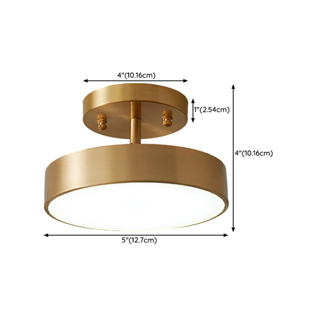 Corridor Brass Drum Dimmable LED Semi-Flush Mount Light 