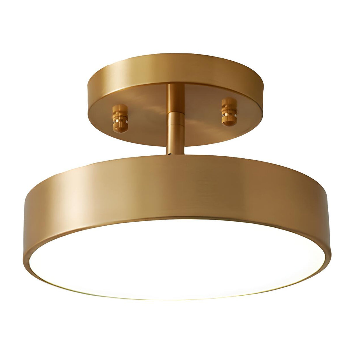 Corridor Brass Drum Dimmable LED Semi-Flush Mount Light Image - 6