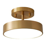 Corridor Brass Drum Dimmable LED Semi-Flush Mount Light Image - 6