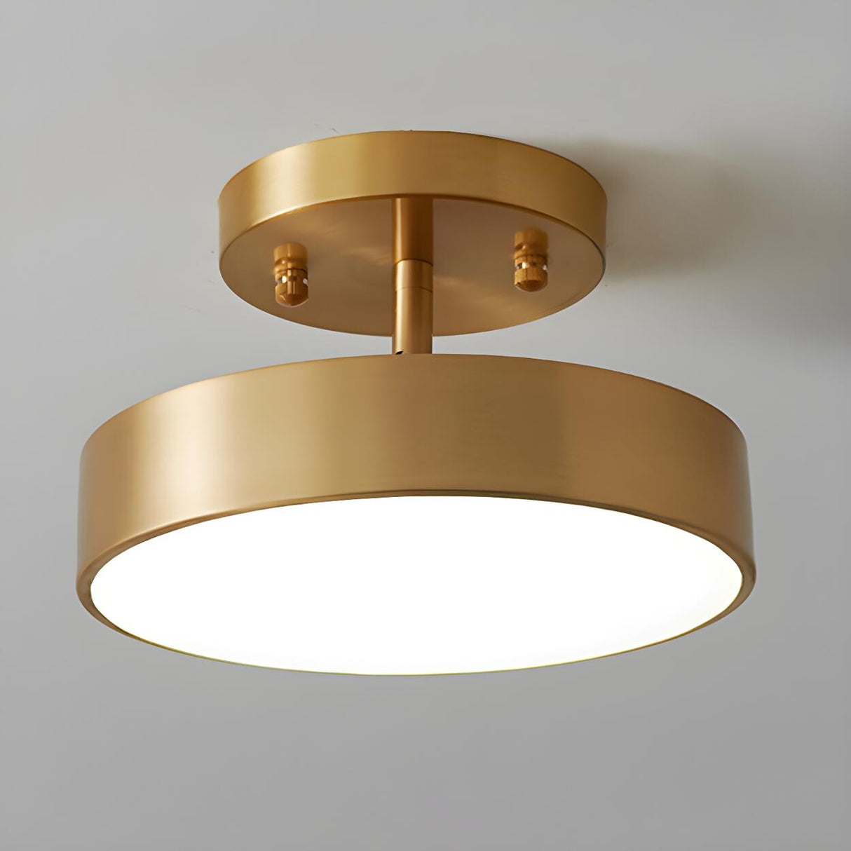 Corridor Brass Drum Dimmable LED Semi-Flush Mount Light Image - 7