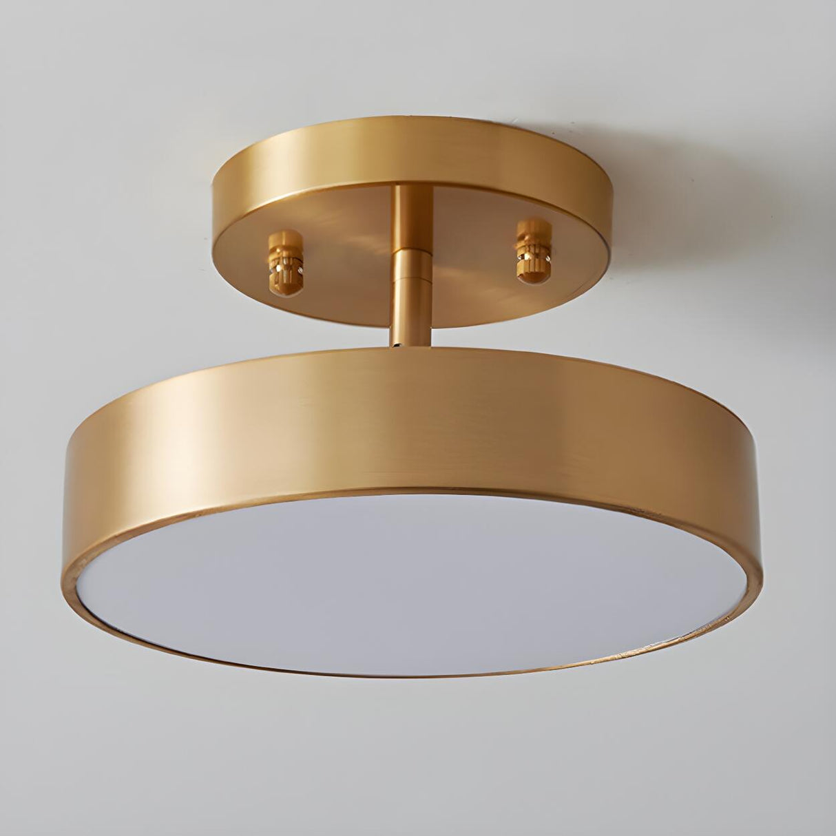 Corridor Brass Drum Dimmable LED Semi-Flush Mount Light Image - 8