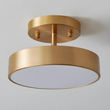 Corridor Brass Drum Dimmable LED Semi-Flush Mount Light Image - 8