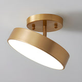 Corridor Brass Drum Dimmable LED Semi-Flush Mount Light Image - 9