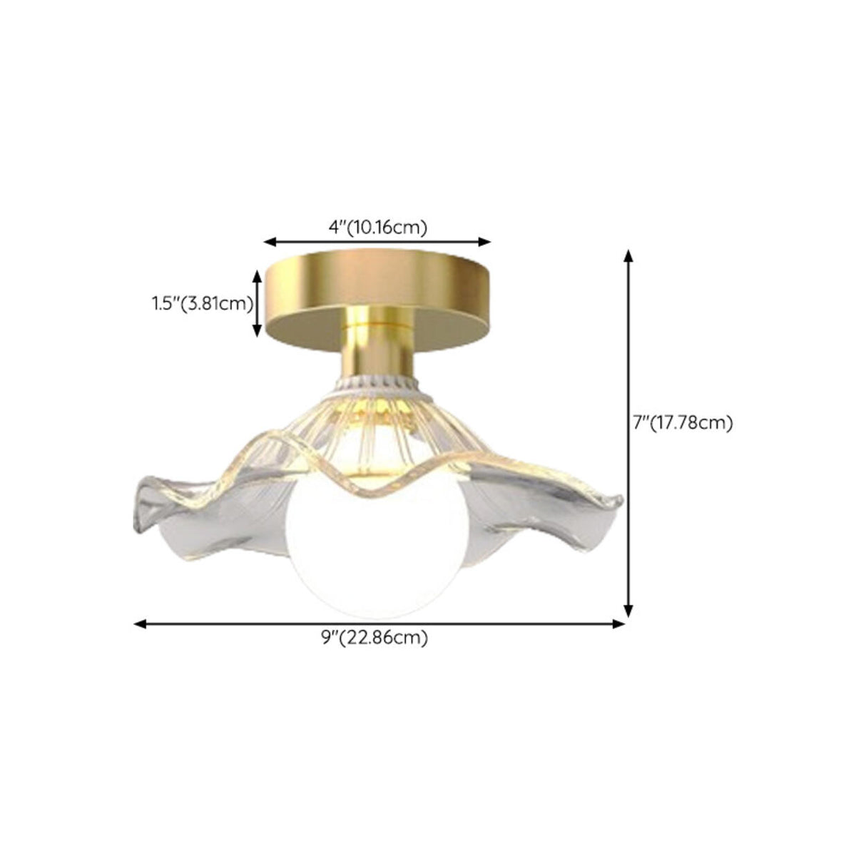 Corridor Brass Flower Clear Glass Semi-Flush Mount Lamp 