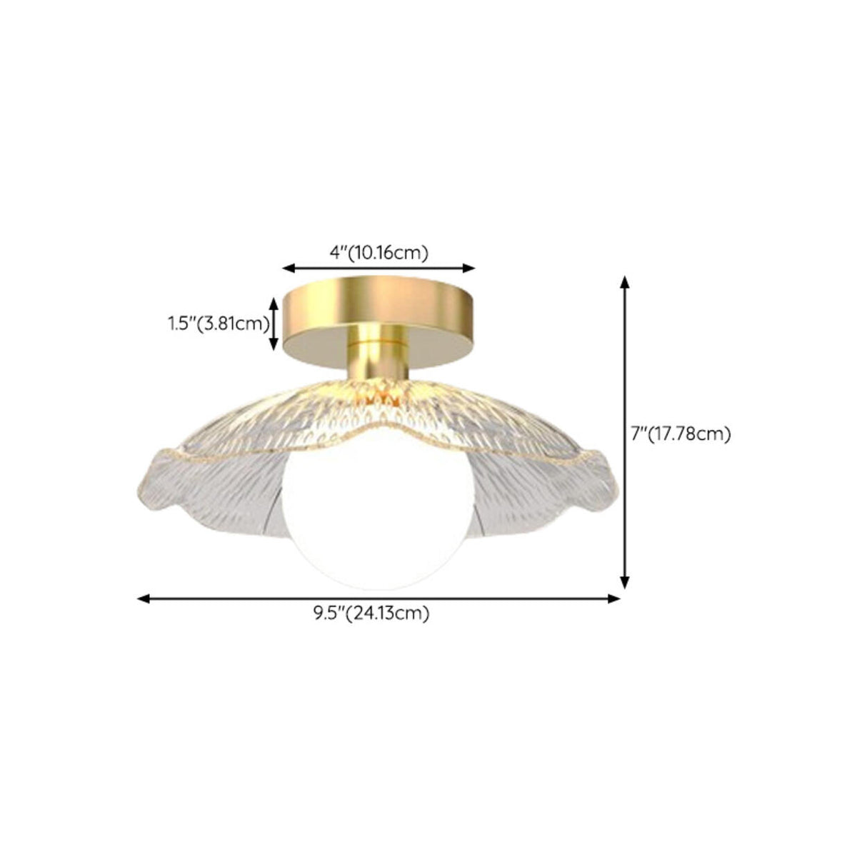 Corridor Brass Flower Clear Glass Semi-Flush Mount Lamp Image - 18