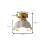 Corridor Ceramic Flower Brass Semi-Flush Mount Light #size