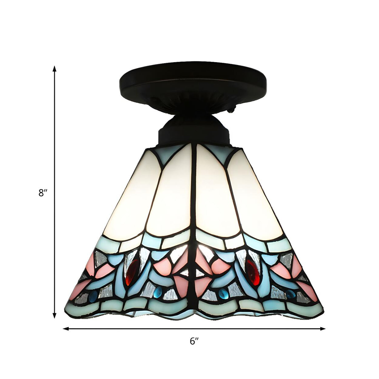 Corridor Craftsman Cone Stained Glass Flush Mount Light Image - 16