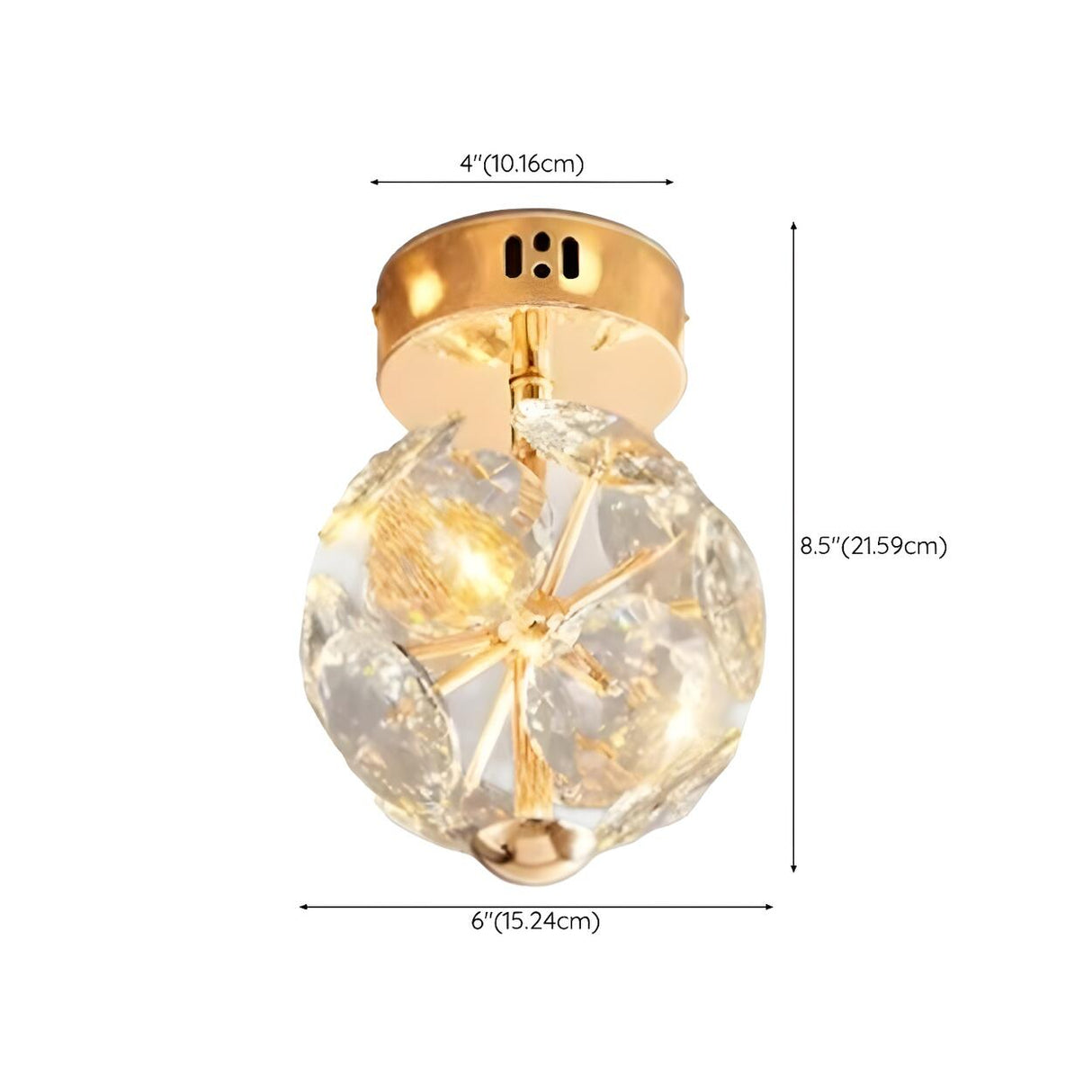 Corridor Crystal Globe Semi-Flush Mount Ceiling Light 