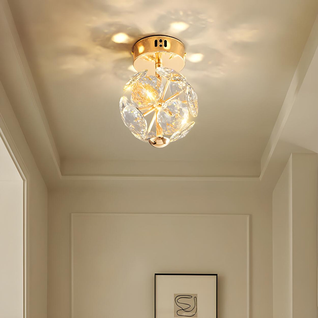 Corridor Crystal Globe Semi-Flush Mount Ceiling Light Image - 3