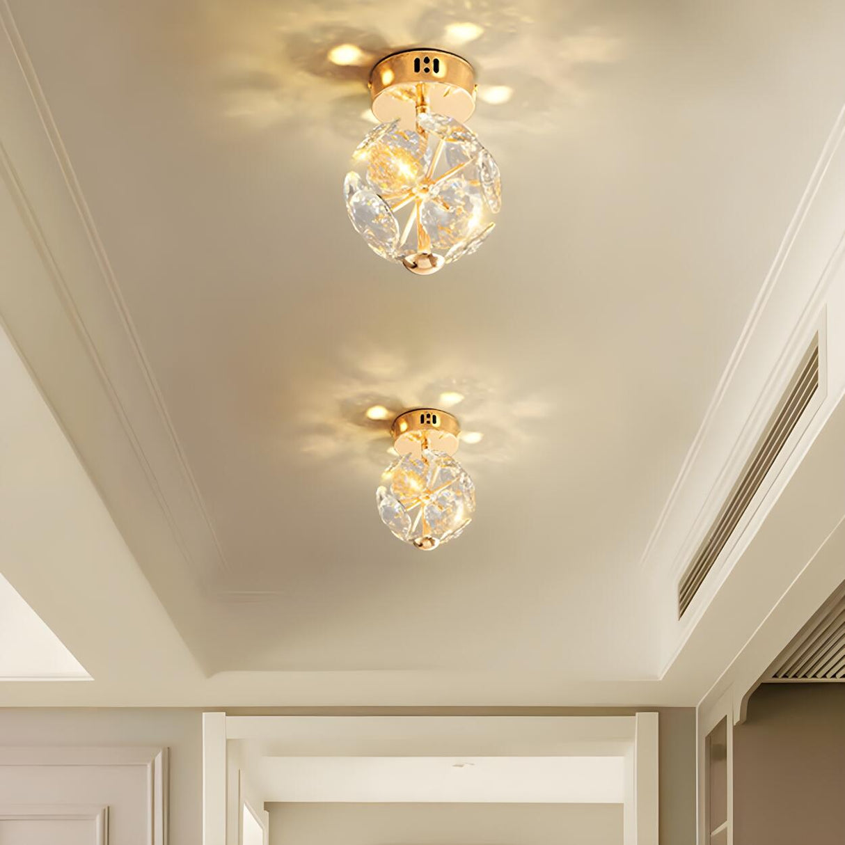 Corridor Crystal Globe Semi-Flush Mount Ceiling Light Image - 4