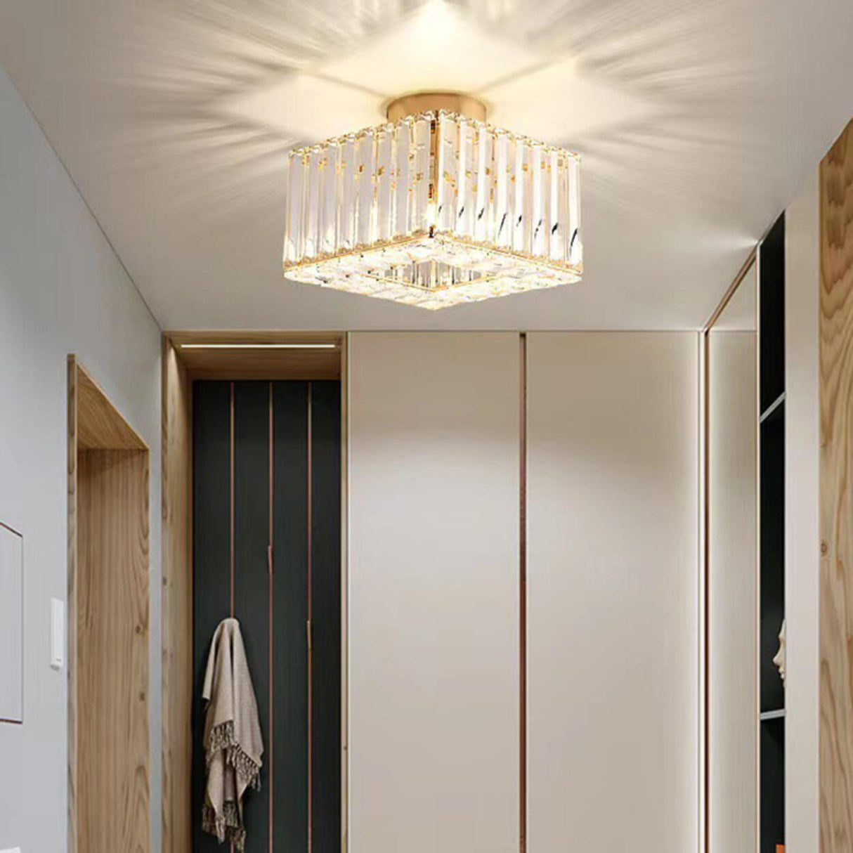 Corridor Cube Crystal Semi-Flush Mount Ceiling Light Image - 1