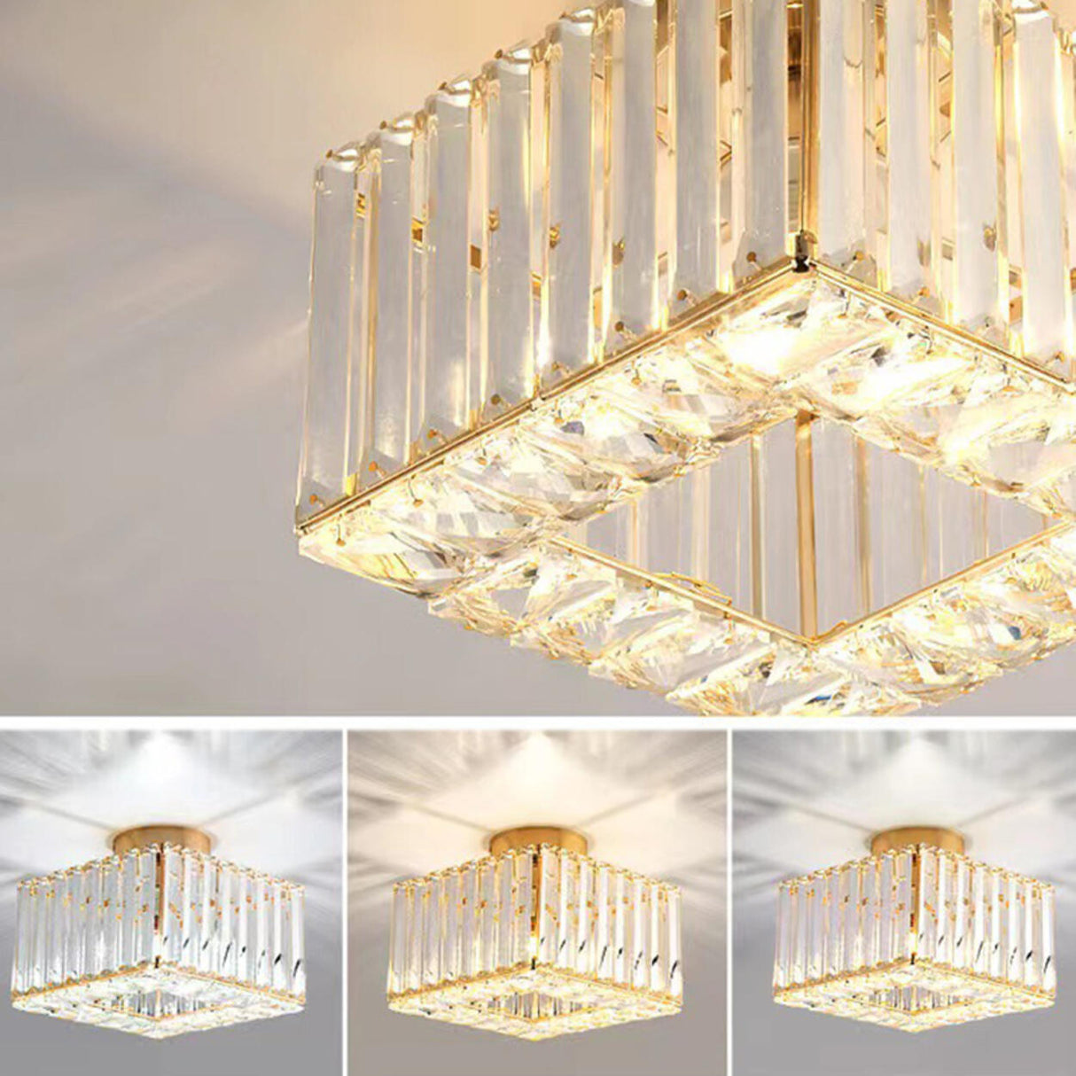 Corridor Cube Crystal Semi-Flush Mount Ceiling Light Image - 12