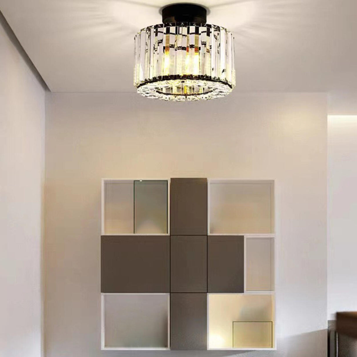 Corridor Cube Crystal Semi-Flush Mount Ceiling Light Image - 17