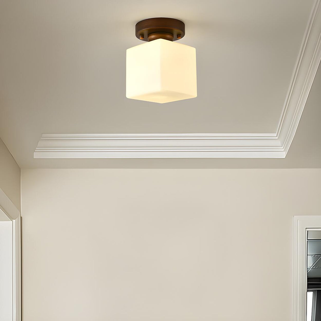 Corridor Cube Glass Semi-Flush Mount Ceiling Light Image - 1