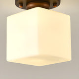 Corridor Cube Glass Semi-Flush Mount Ceiling Light Image - 12