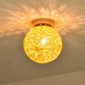 Corridor Flaxen Rattan Globe Flush Mount Ceiling Light Image - 1